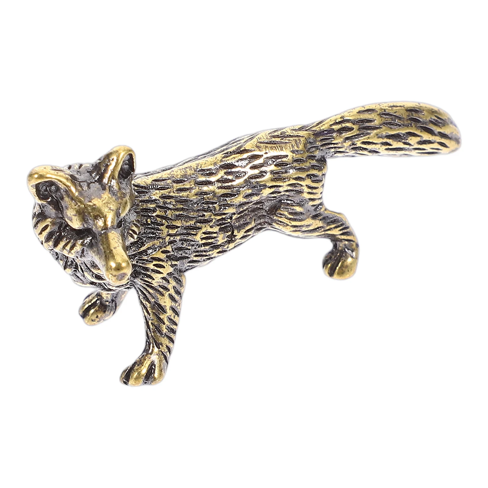 

Brass Fox Ornament Showcase Decor Animal Adornment Accessories Glass Craft Decorative Figurine