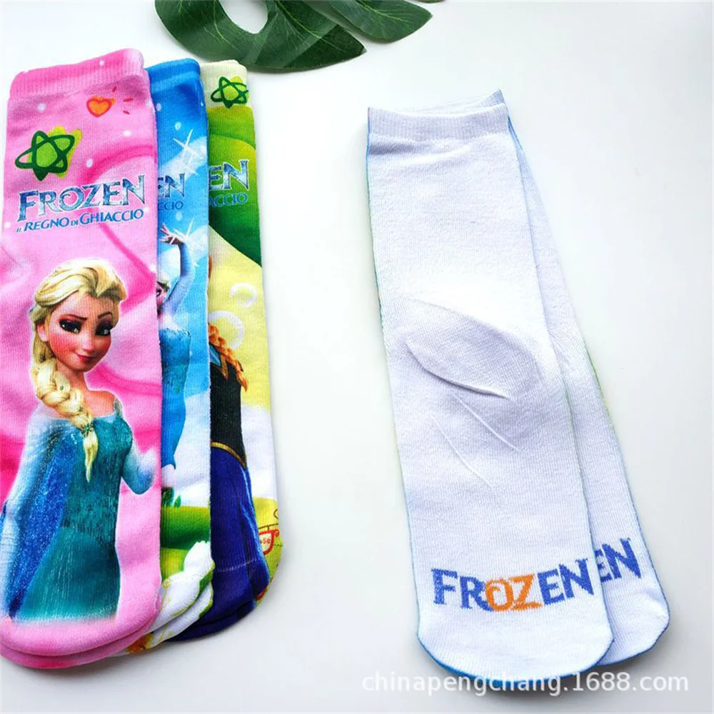 4 pz/Disney Frozen Socks Elsa Anna Anime Figure calzini lunghi per bambini Cartoon Cute Print Funny Boys Girls Cotton Socks Gifts