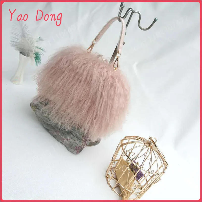 Yao Dong bolso de hombro con cadena de lana de piel auténtica para mujer, bolsos y bolsos de diseñador de alta calidad, bolso de mano tipo bandolera para fiesta