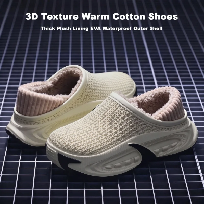 Cloud-Like Winter Platform Slippers Removable Plush Lining EVA Waterproof Non-Slip Sole Indoor Outdoor Clogs for Comfort
