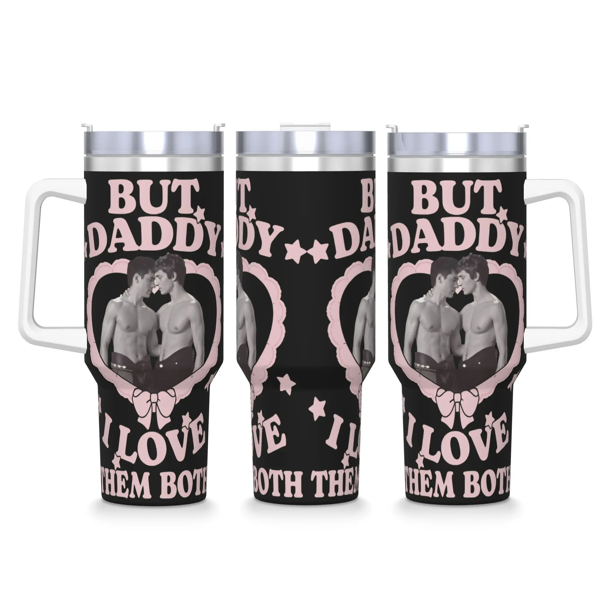 Heated Rivalry  Stainless Steel Tumbler But Daddy I Love Them Both Camping Car Mugs Large Capacity Coffee Mug Leakproof Bottle