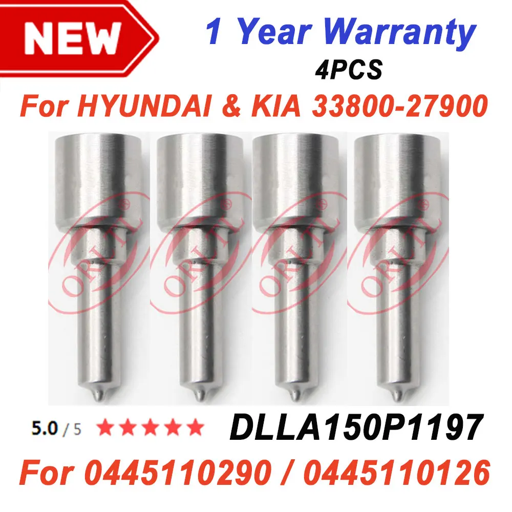 

4 Pieces DLLA150P1197 Injector Nozzle 0433171755 For HYUNDAI For KIA 33800-27900 Cumins 5263319 0445110290 0445110126 0445110729