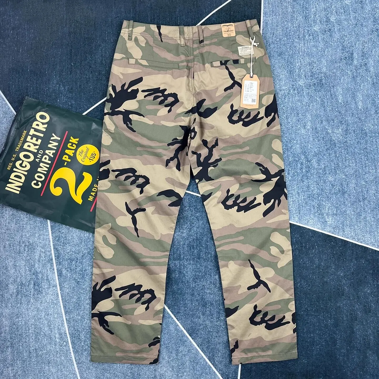 Summer outdoor lightweight camouflage pants for men's quick-drying pure cotton Japanese retro straight-leg casual trousers