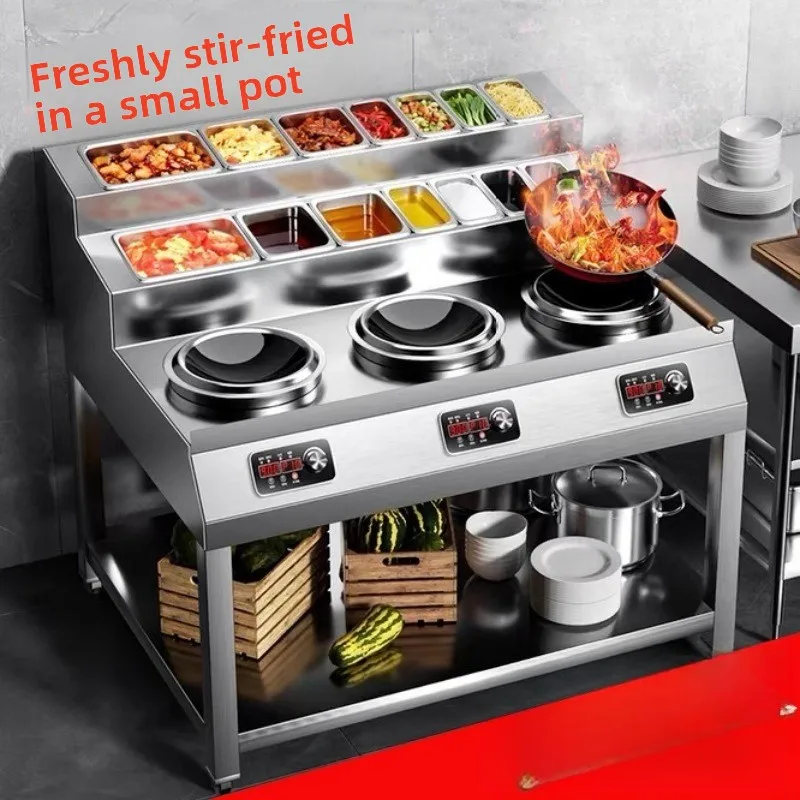 Three-head small frying stove, multi-eye concave three-eye induction cooker, small frying stove cooking machine