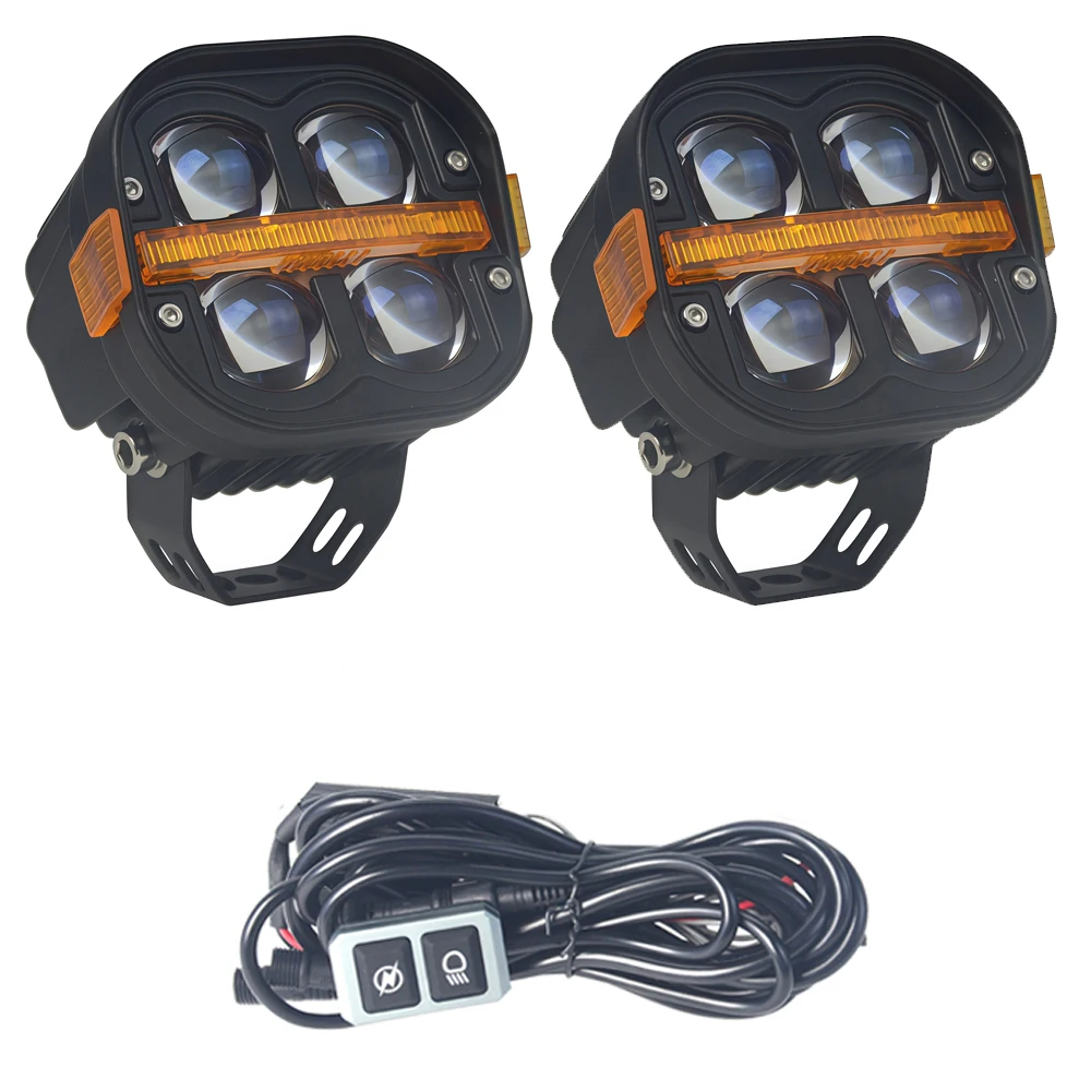4 "LED Werklamp Spotlight mistlamp Rijden Lamp Dual Kleur DRL Voor BMW R1200GS R1250GS F800 F850 F900 motorfiets SUV ATV UTV