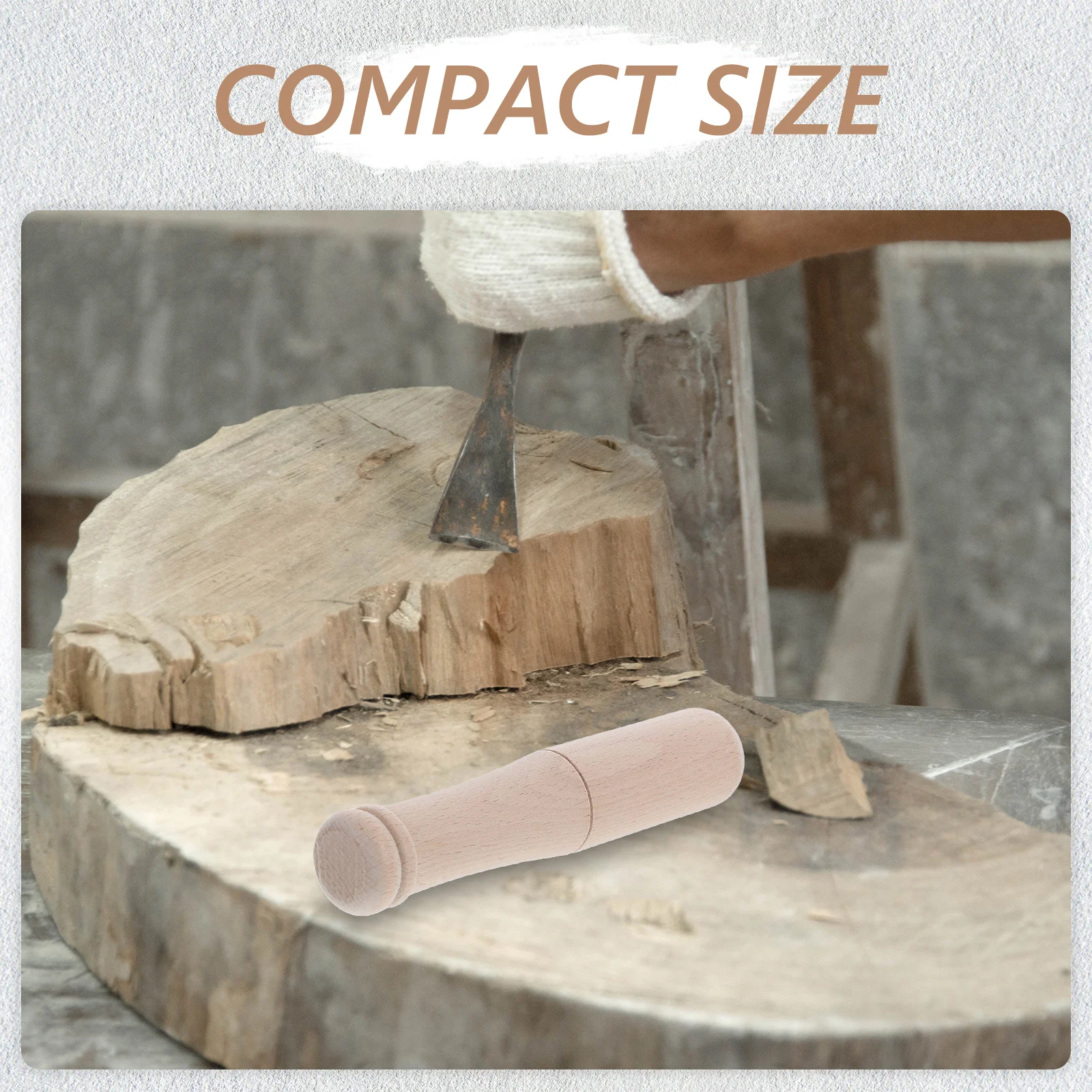 

Small Wooden Mallet for Woodworkers Craftsmen Beechwood Carving Hammer Round Design Sturdy One Piece Construction Multipurpose