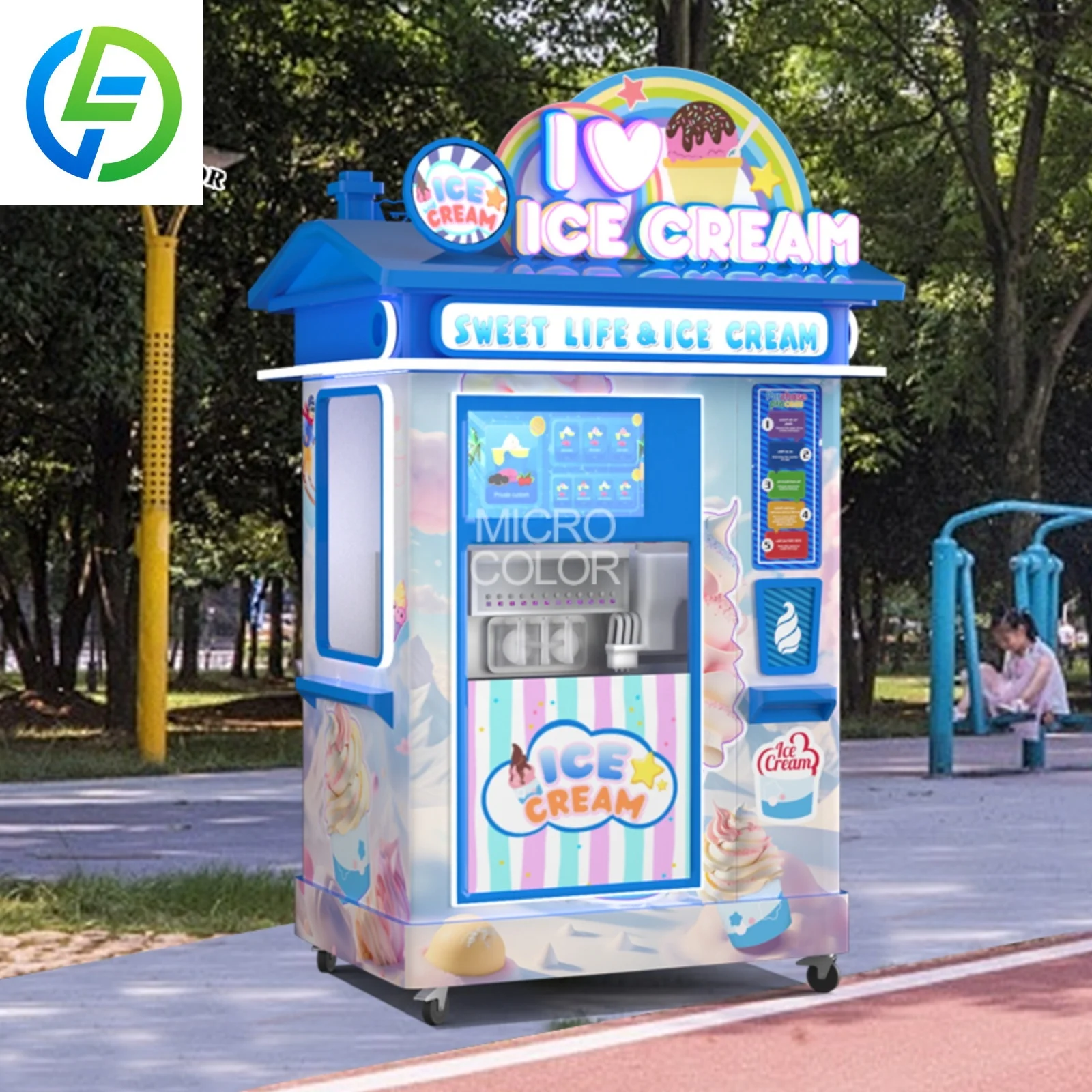 Customized 24 Hour Yogurt Soft Ice Cream Vending Machine Coin QR Code Token Payment System Business Ready Equipment