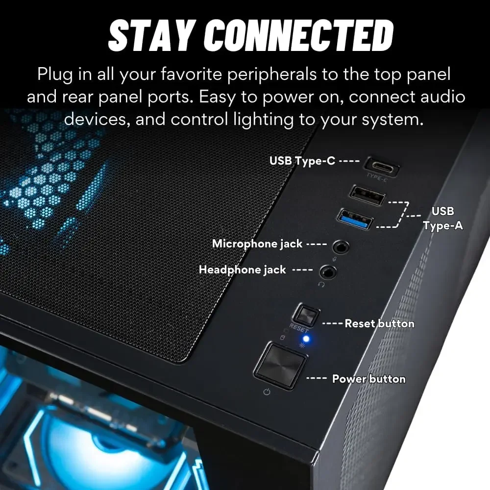 Игровой настольный ПК Panorama RTX 5090 с 24-ядерным процессором Ultra 9 285K, 64 ГБ оперативной памяти DDR5, 2 ТБ SSD Gen4 NVMe, жидкостным охлаждением и Windows 11 Pro