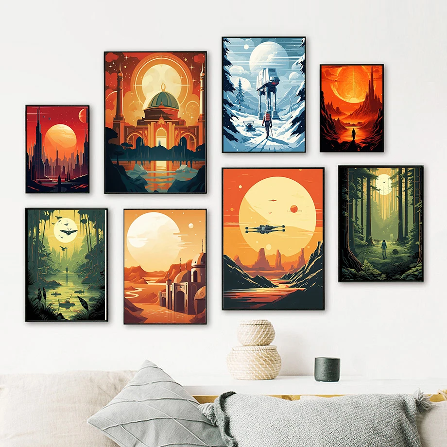 Galaxy Series Poster Planet Watercolor Planetary Art Print Wall Art Canvas Painting Nordic Poster Home Living Room  Decor