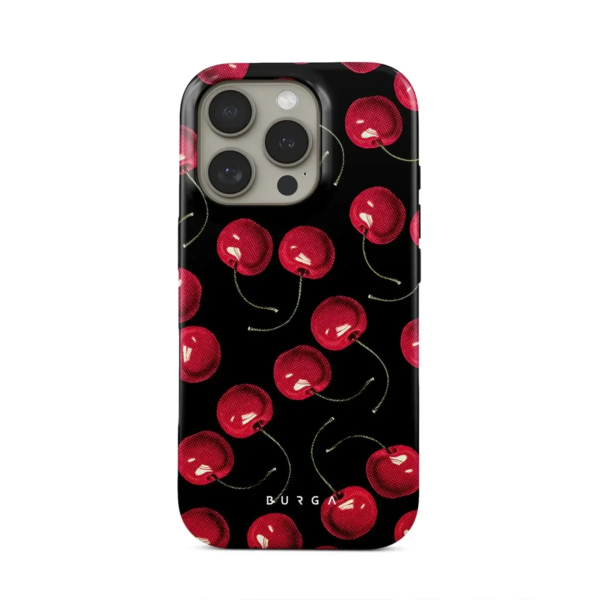 

Ins Black Cherry Pattern New Phone Case for IPhone 16 15 14 13 12 11 Pro Max Plus Luxury Double-layer-BURGAS-Back Cover