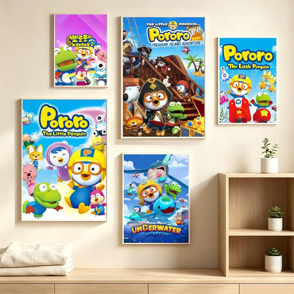 P-Pororo the L-Little P-Penguin Poster Art Prints Wall Art Decor Gifts for Bedroom Living Room Hallway Home Decoration