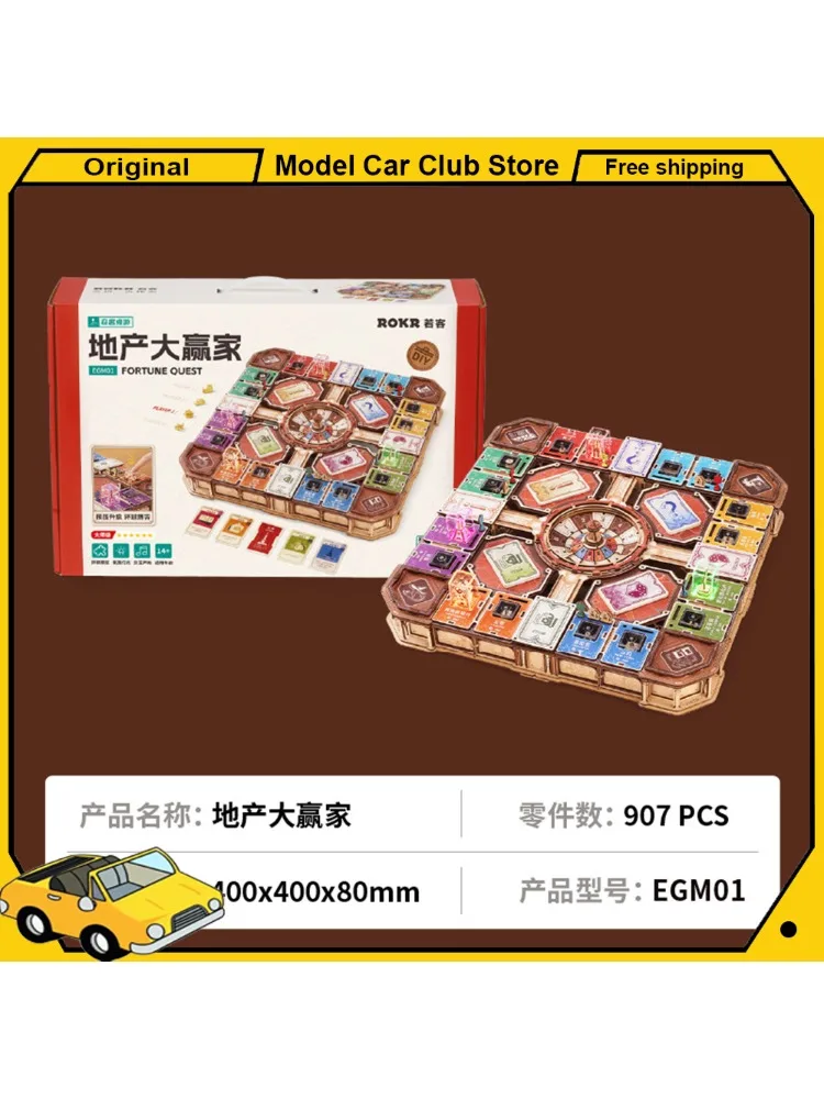 Neues Fortune Quest Holzpuzzle DIY Baukasten-Set LED-Licht Monopoly Brettspiel Diorama-Modell 3D-Puppenhaus Geburtstagsgeschenk