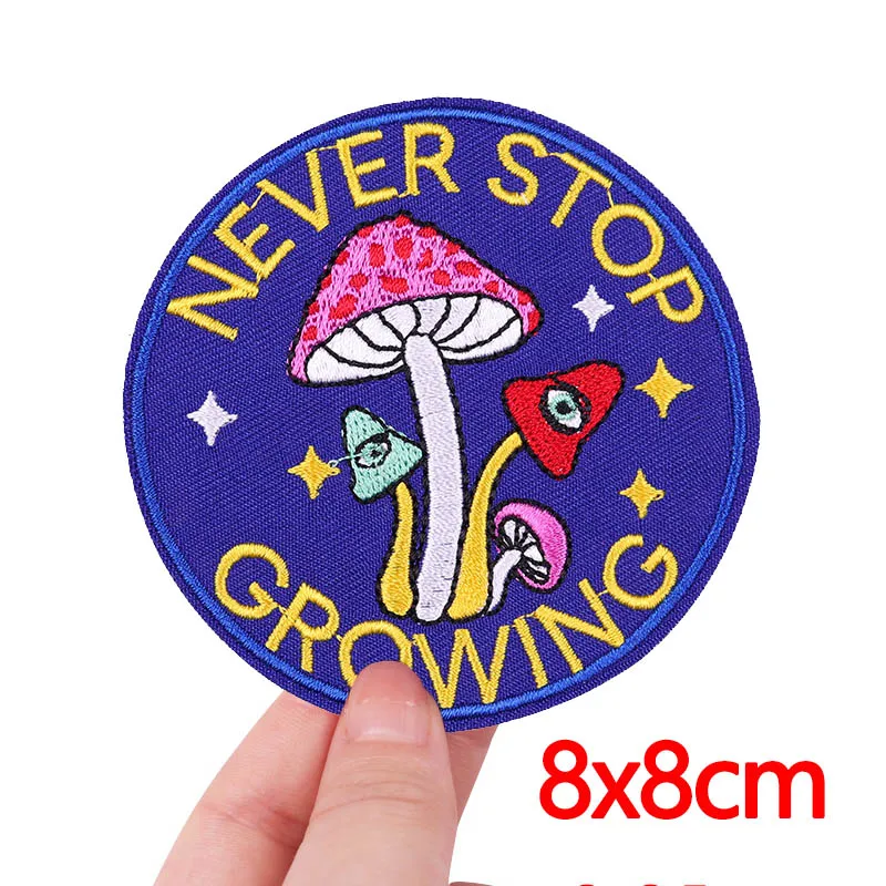 Cartoon/Teamcat Embroidery Patch On Clothes Moon Mushroom Patch DIY Iron On Patches For Clothing thermoadhesive Patches Stickers