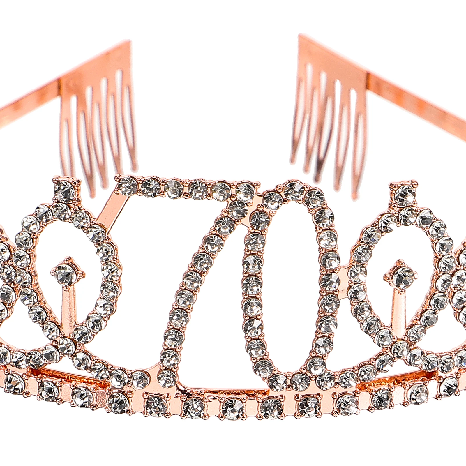 

1pc Alloy Rhinestone Insert Birthday For Alloy 70Th Rose Gold Number Birthday Crown Rhinestone Crown For Women