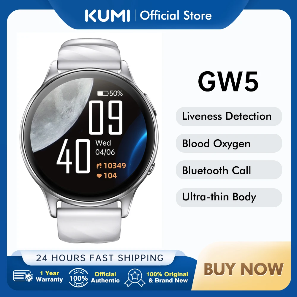 

KUMI GW5 Smart Watch 1.39 inch NFC Bluetooth 5.2 100+ Sport Heart Rate Blood Pressure Oxygen Monitor Waterproof IP68