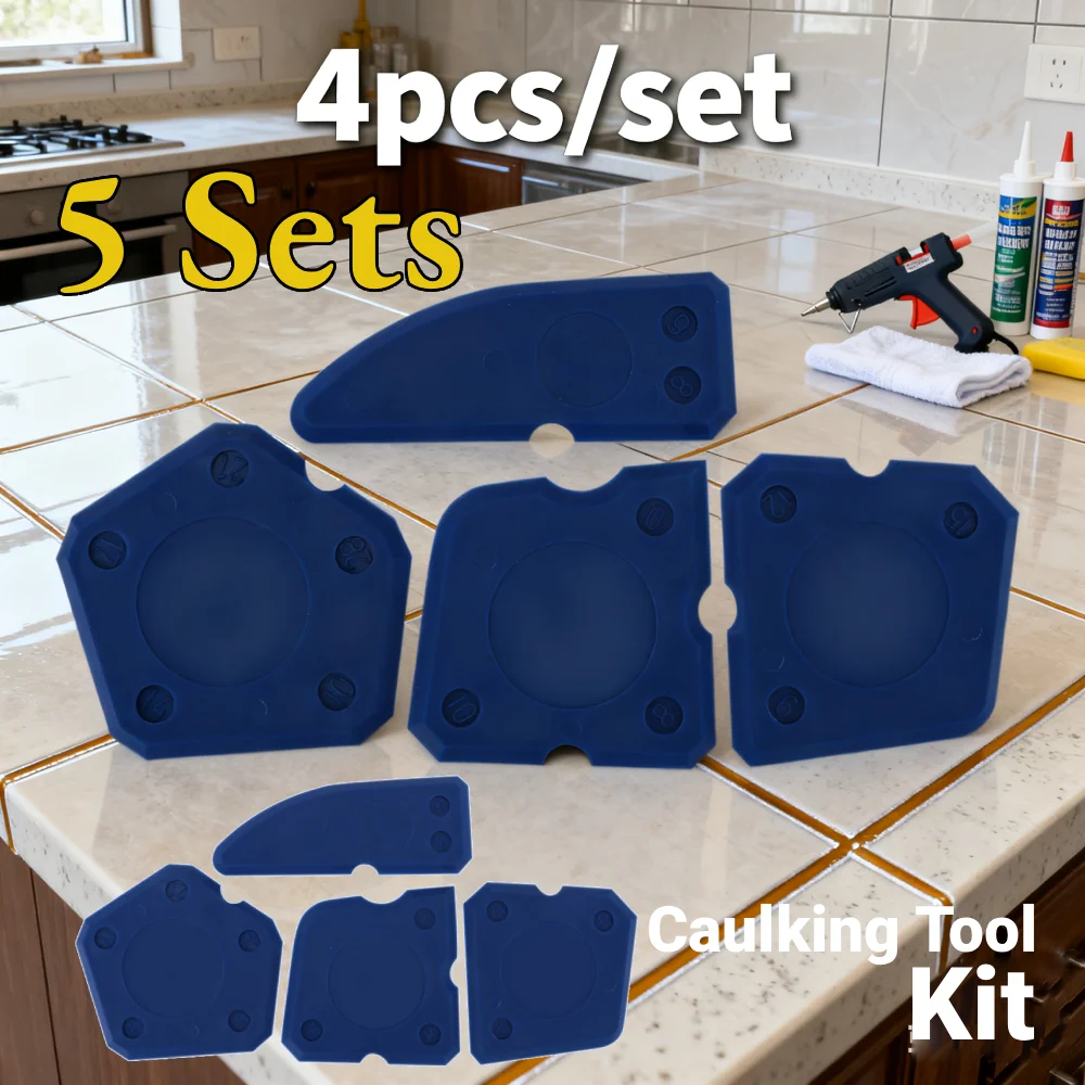 

5sets Eco-Friendly Sealant Removal Tool Kit 4PCS/set Reusable PP ABS Tools Blue Grout Finishing Set for Joints/Narrow Locations
