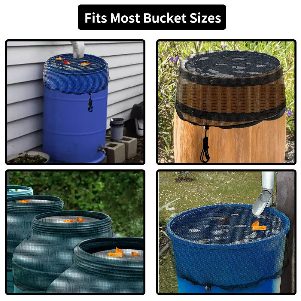 Professional Rainwater Bucket Cover Black Polyester Outdoor Protective Net Cover for 60Cm Diameter Water Tank Debris Guard - view 4
