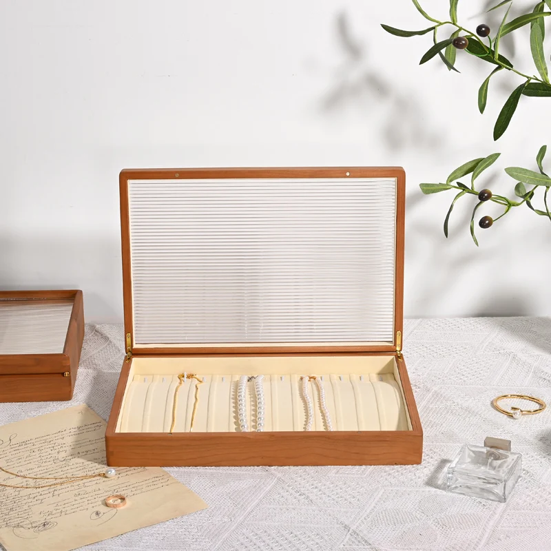 MISHITU Wooden Jewelry Storage Box Ring Necklace Jewelry Display Box Store Earrings Bracelets Jewel Storage Home Organizer Case