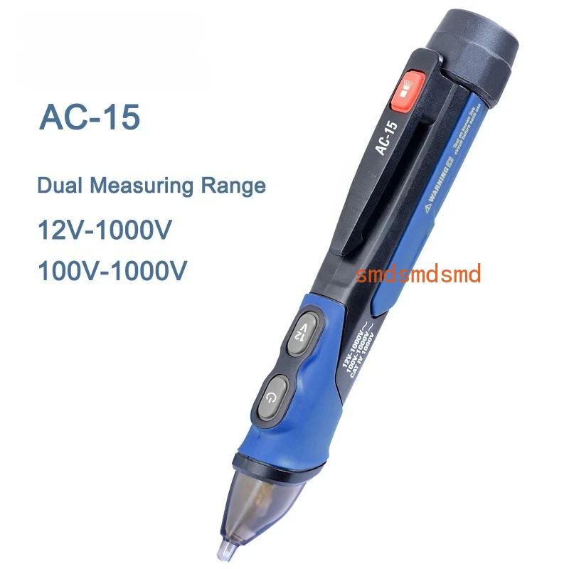 

AC-15 NCV AC Voltage Tester Non-Contact Voltage Detector Electric Pen Handheld Dual Range Voltmeter 12-1000V & 100-1000V