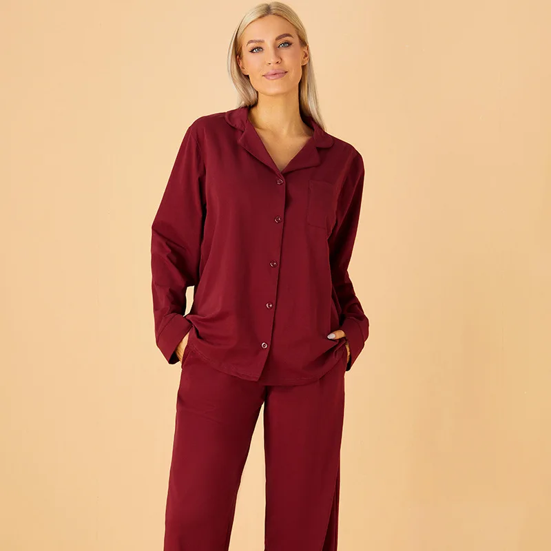 Oulylan Spring Autumn Women Pajamas Fashion Women's New Red Casual Pijamas Modal Comfortable Sleepwear Home Clothing