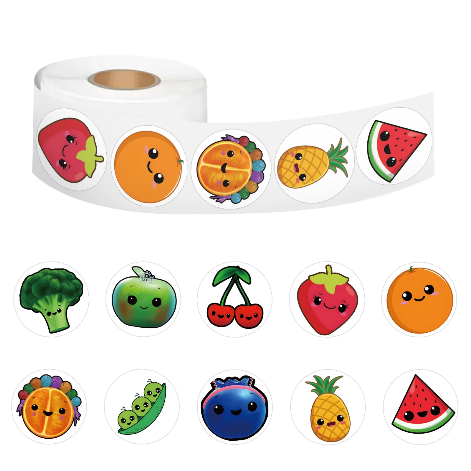 100-500pcs Cute Fruit Veg Sticker Broccoli Bean Box Decoration Sticker Label Stationery Scrapbook Sticker Self-adhesive