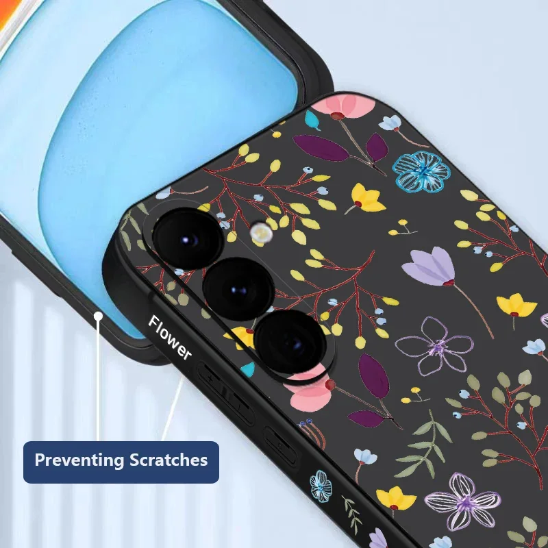 Luxury Flower Print Lanyard Case For Samsung Galaxy A55 A54 5G A35 A25 A15 A14 A34 A52 S21 FE S22 S23 S24 Ultra Silicone Cover