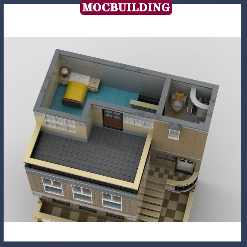 MOC City Architecture Street View Modular Takeaway And Apartments Model Building Block Assembly Collection Series Toy Gifts