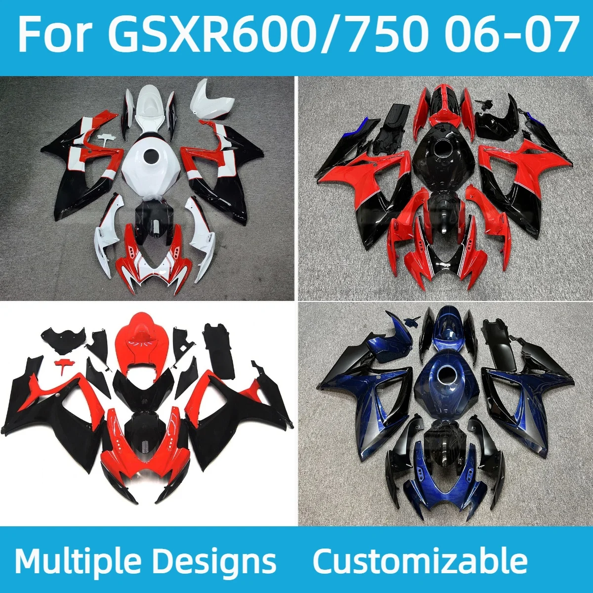 GSXR 600 750 2006 2007 Body Parts Fairing Kit for GSXR600 GSXR750 06 07 Motorcycle High Quality Fairings ABS Plastic