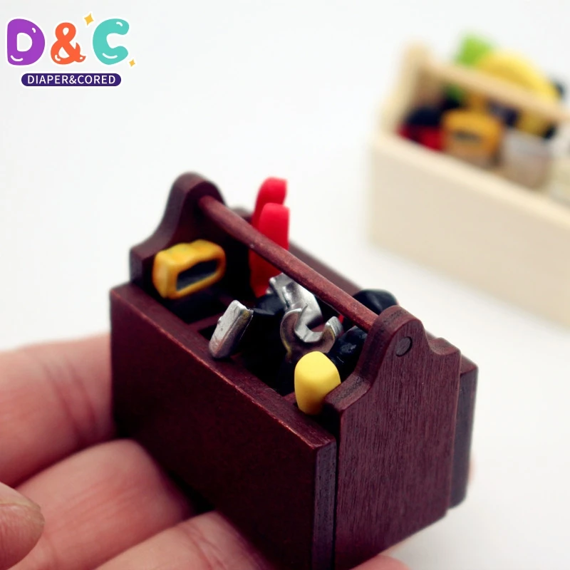 

1 Набор 1:12 миниатюрный ящик для инструментов для кукольного домика, наборы инструментов ручной работы, модель мебели, аксессуары для кукольного домика, декоративные игрушки, декоративные реквизиты