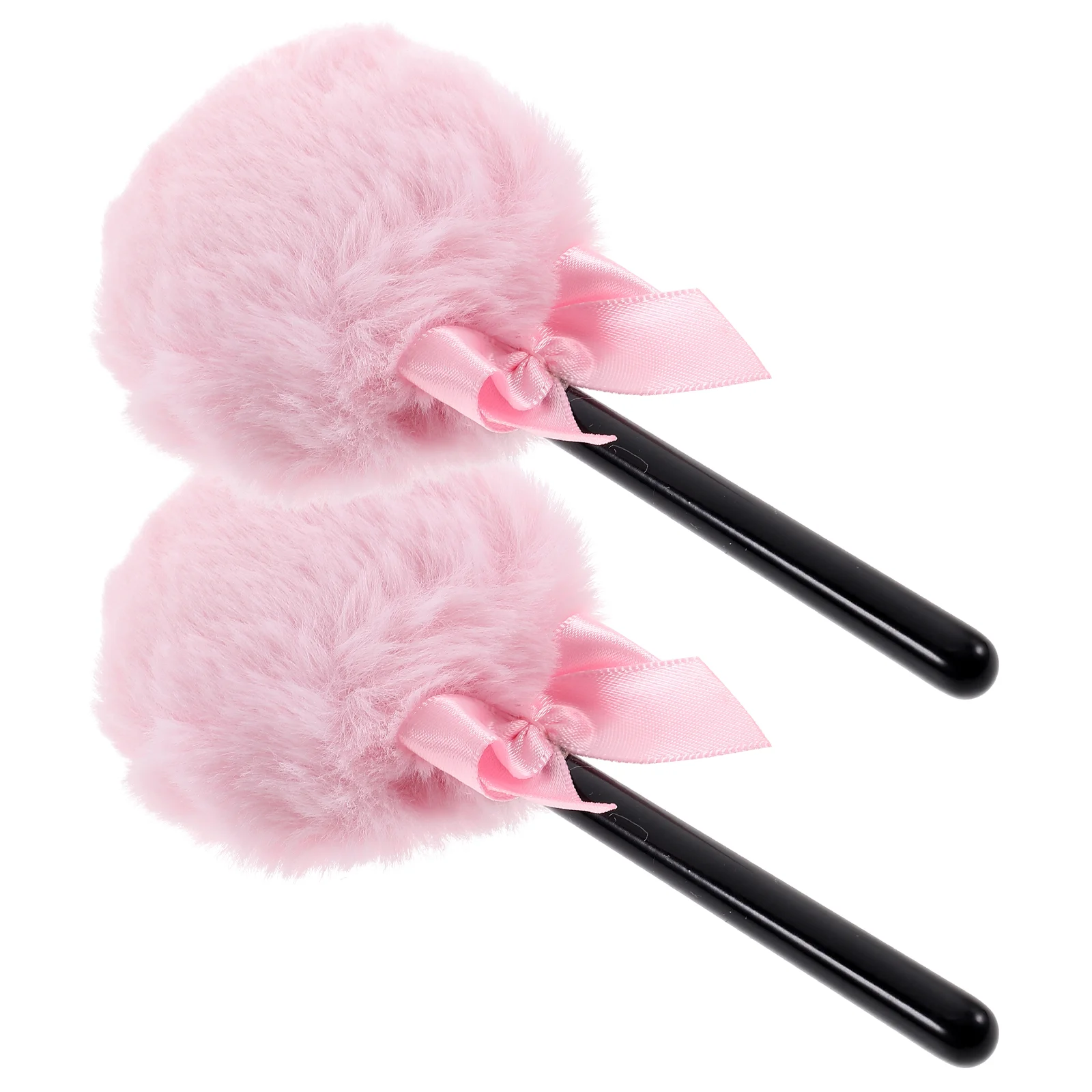 2 Pcs Powder Puff Lollipop Setting Makeup Small Puffs Pads Long Hair for Face Baby Mini Containers