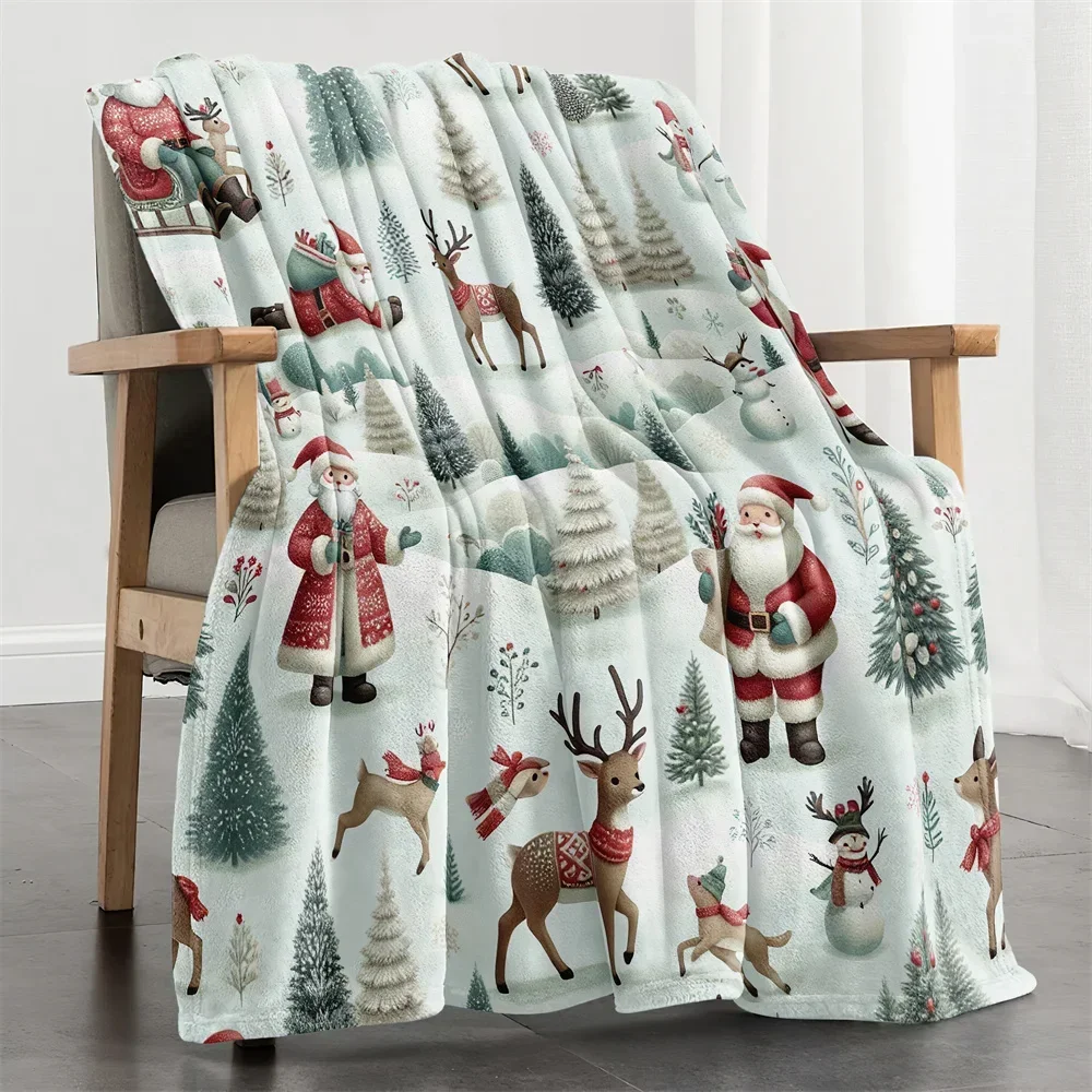 بطانية رمي مريحة من القطيفة على طابع عيد الميلاد للسرير والأريكة والتخييم - ألياف دقيقة دافئة فائقة النعومة لتناول الشتاء #4