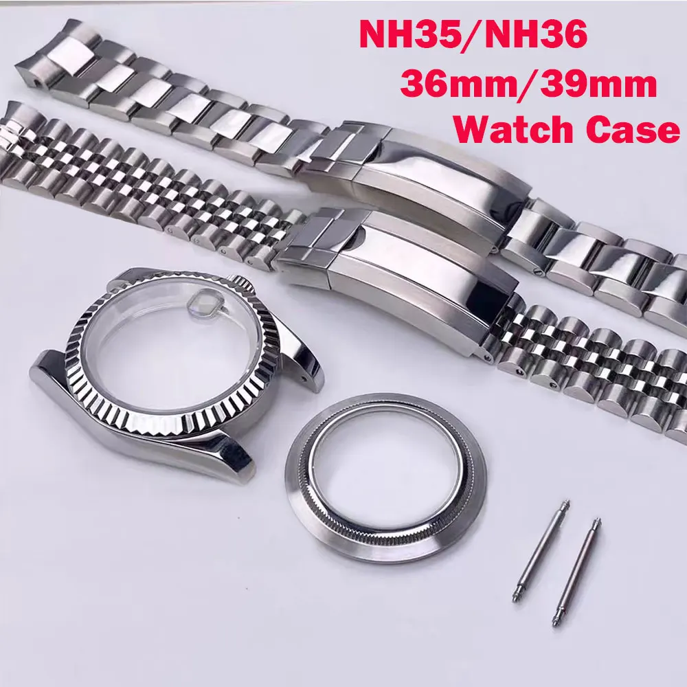 

Сапфировое стекло 36 мм/39 мм для мужских часов, подходит для механизмов NH36, NH34, NH35, модный водонепроницаемый корпус из нержавеющей стали с браслетом «Джубиле».