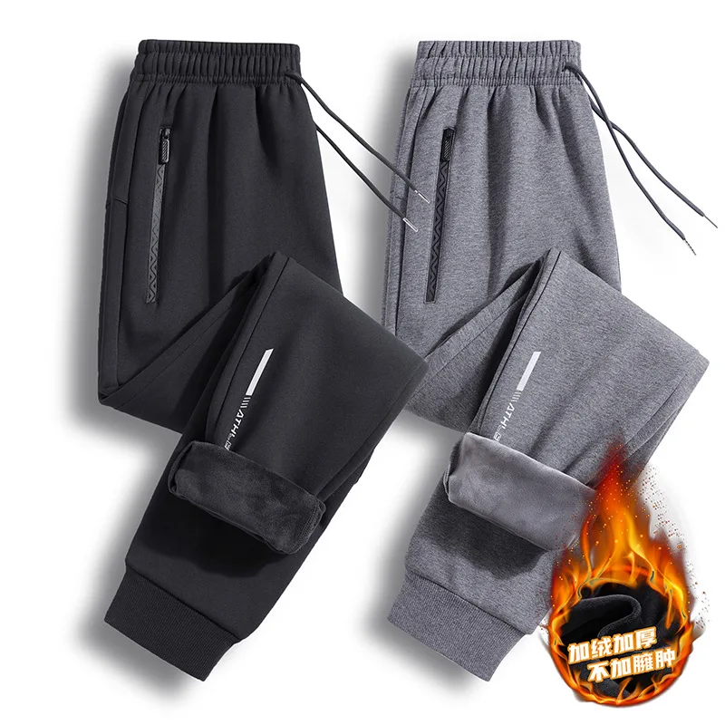 

2025 Men's Pant Fleece Lined Brushed Warm Sport Sweatpants Male Winter Jogger Trouser Sweat Sportswear Big Size Large Plus Thick