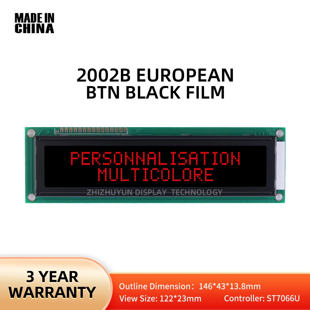 2002B European LCD Screen High Brightness Screen 20*2 BTN Black Film Red Dual Row Interface Module Voltage 5V