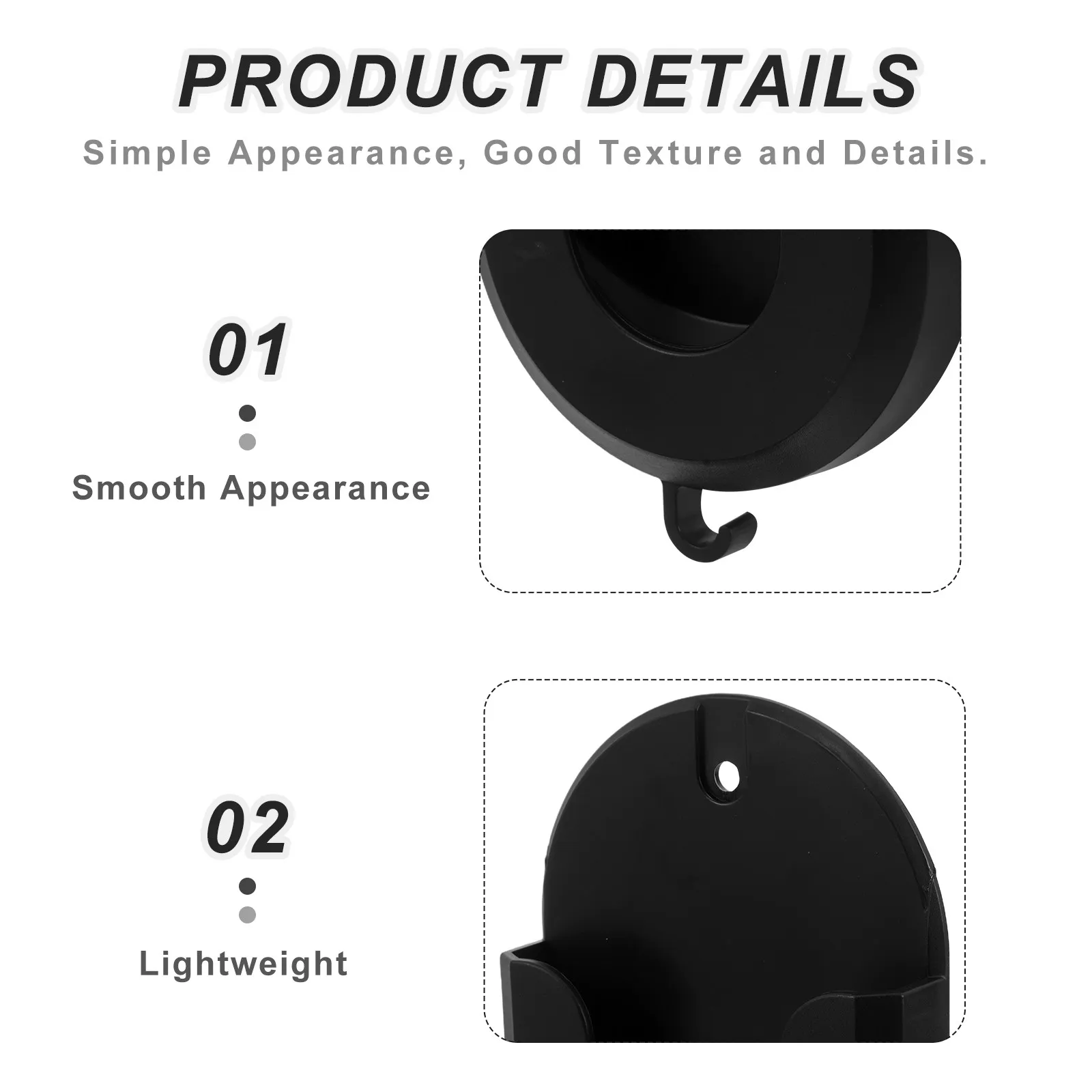 2Pcs Camera Wall Mount Bracket Screwless Black Plastic No Drill Indoor Security Camera Holder Adhesive Mount for Pet Nursery