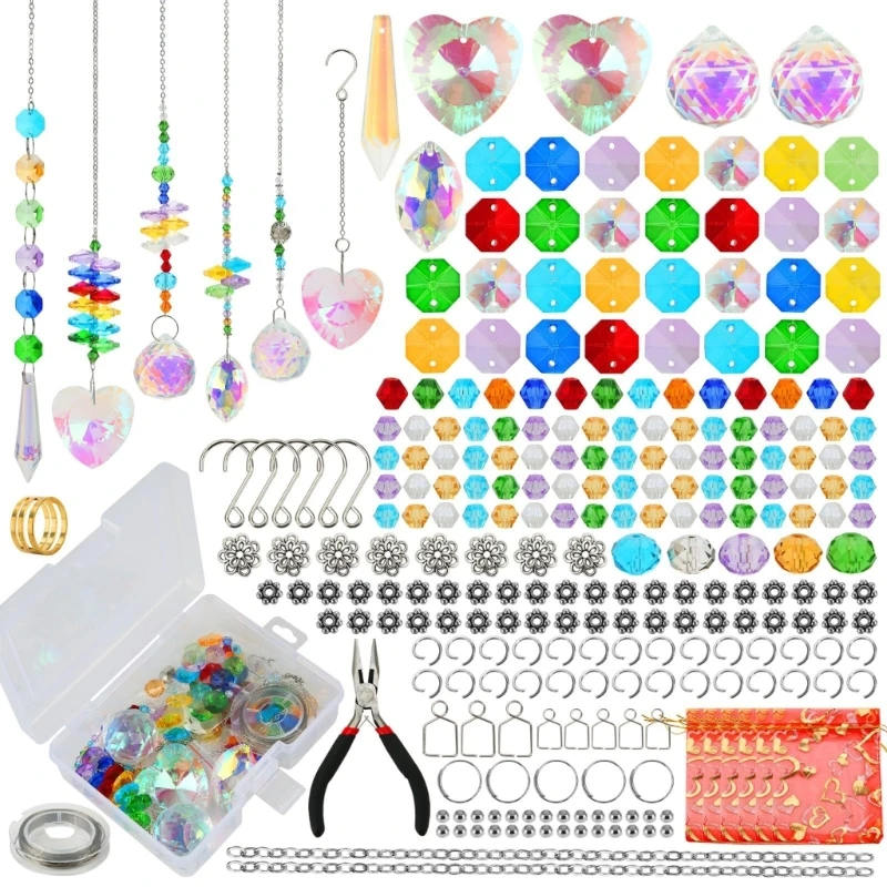 

460 Pieces Bead Crafting Set Colorful Glass Beads for Garden and Window Decorations Fashionable Jewelry Accessories