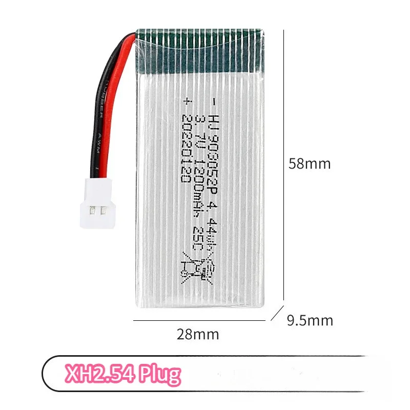 New 903052P 25C Lipo Rechargeable Battery XH2.54 Plug 3.7V 1200mAh for KY601S SYMA X5SW X5 M18 H5P Model Aircraft Accessories