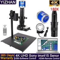 YIZHAN 4K UHD Digital Electronic Microscope For Soldering, USB HDMI Sony imx415 Senor Industrial Camera, 180x Parfocal Lens