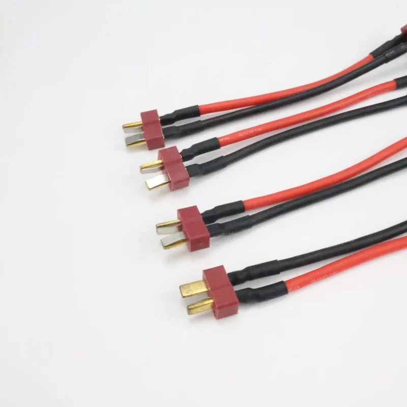 1/4 pz a forma di T spina cablaggio connettore batteria cavo filo di silicone, adatto per Rc fai da te quadcopter modello ad ala fissa