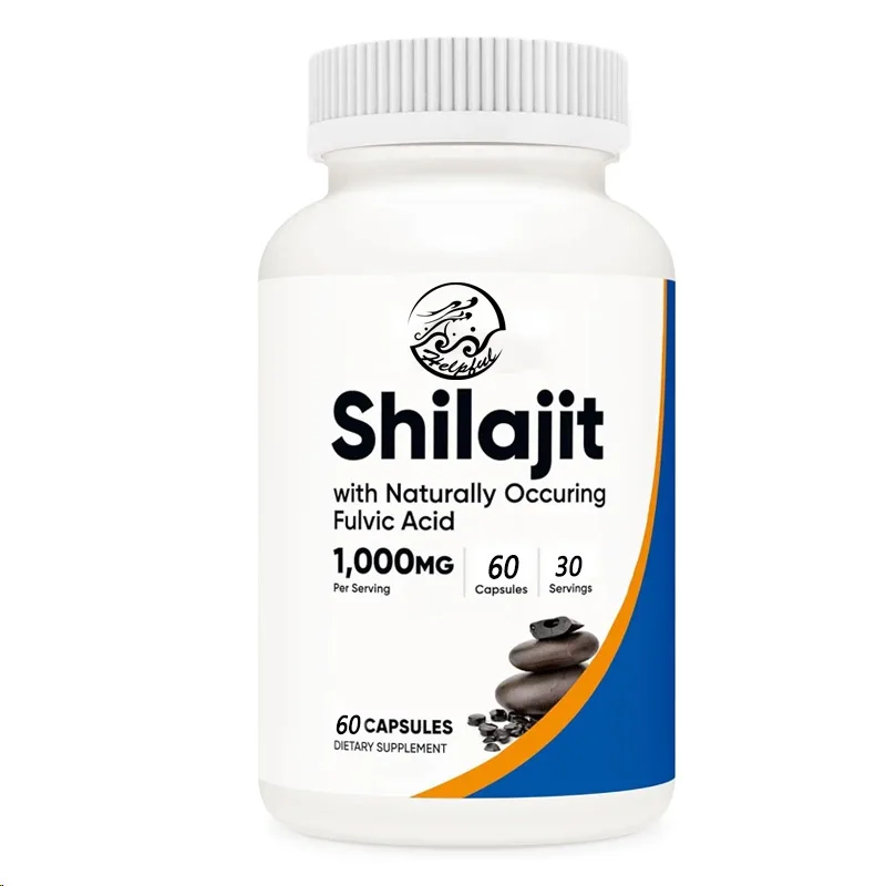 Shilajit Cápsulas 60 cápsulas que contienen ácido fulvico natural y sin gluten, un suplemento dietético vegetariano