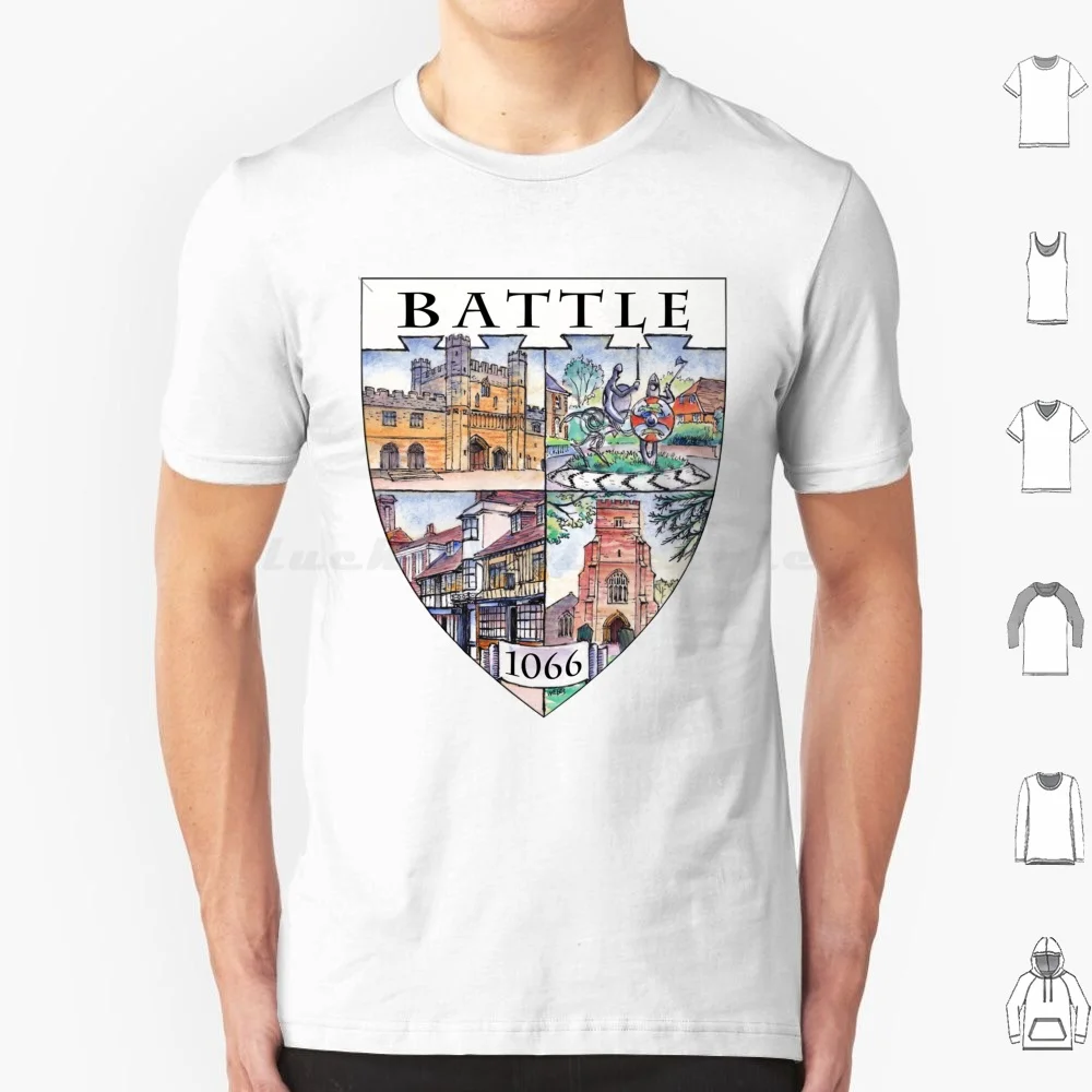 Battle 1066 T Shirt Big Size 100% Cotton Battle Battle Of Hastings King Harold Normans Hastings Shield Medieval Church Abbey