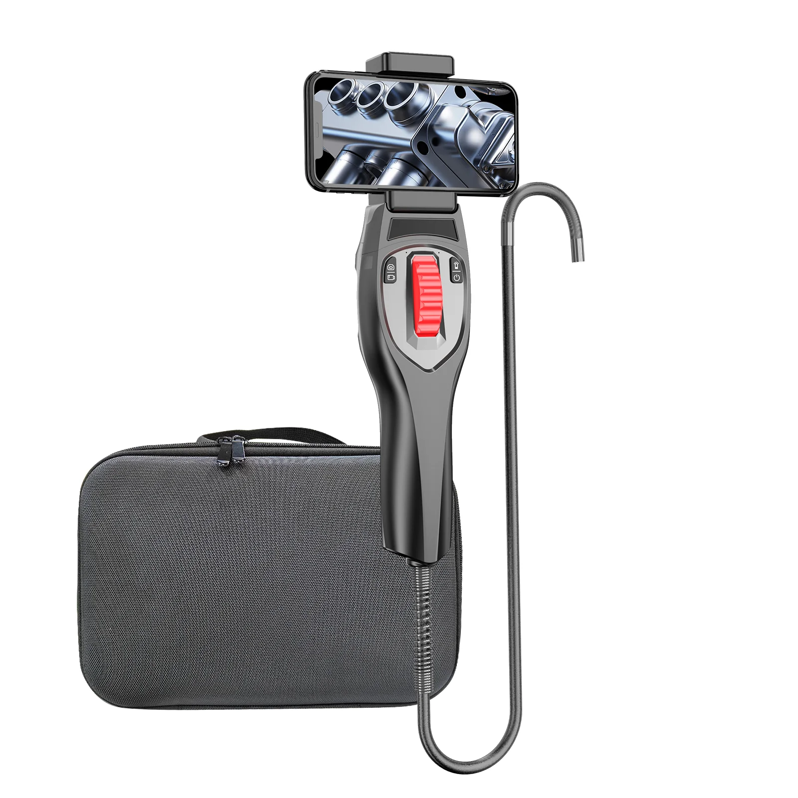 Endoscopio industrial de boroscopio articulado bidireccional de 3,9 mm con cabezal de cámara articulado para soporte automotriz IOS Android