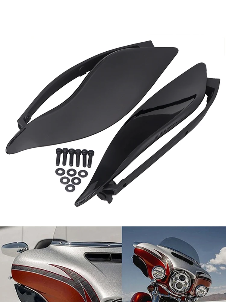 

Motorcycle Black Side Wings Fairing Air Deflectors Side Wind Windshield for Harley Touring Street Electra Glide Ultra Limited