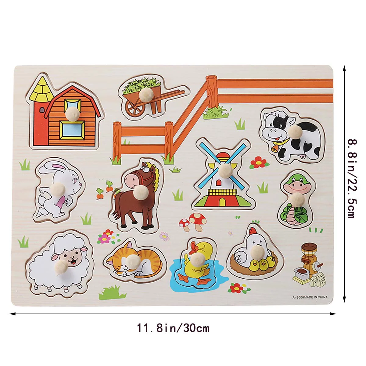 Kids Puzzles Wooden Jigsaw Cartoon Three-dimensional Animal for Toddlers Bamboo Child