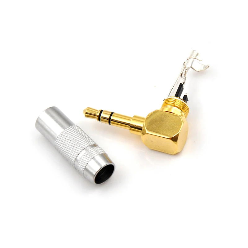 3.5mm Jack 3 polak wtyk Audio słuchawki Splice Adapter DIY radio HiFi słuchawki drut lutowniczy złącze 90 stopni Bend Plug