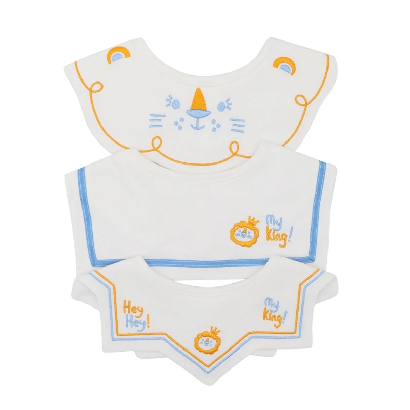 3 Pcs/Set 360 ​​° Rotate Baby Feeding Drool Bibs Collar Decoration Embroidery Saliva Towel Cotton Anti-Stain Burp Cloth