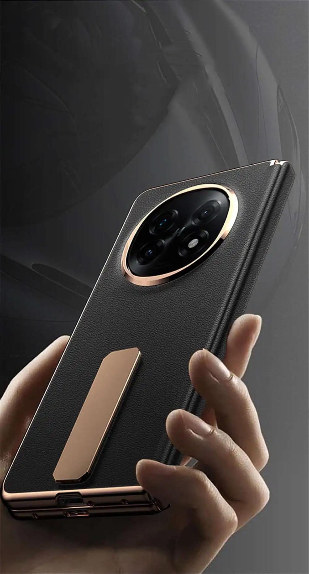 เคสยึดหนังวัวธรรมชาติระดับพรีเมียมสําหรับ OPPO Find N5 บานพับป้องกันคลุมทั้งหมด