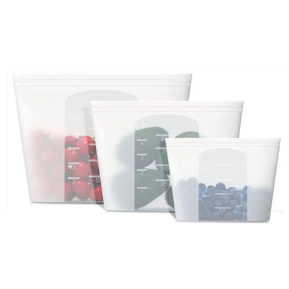 Silicone Food Storage Bags Leakproof Containers Reusable Fresh-keeping Fruit Sealed Freezer Bag Refrigerator Food Organizer Bags