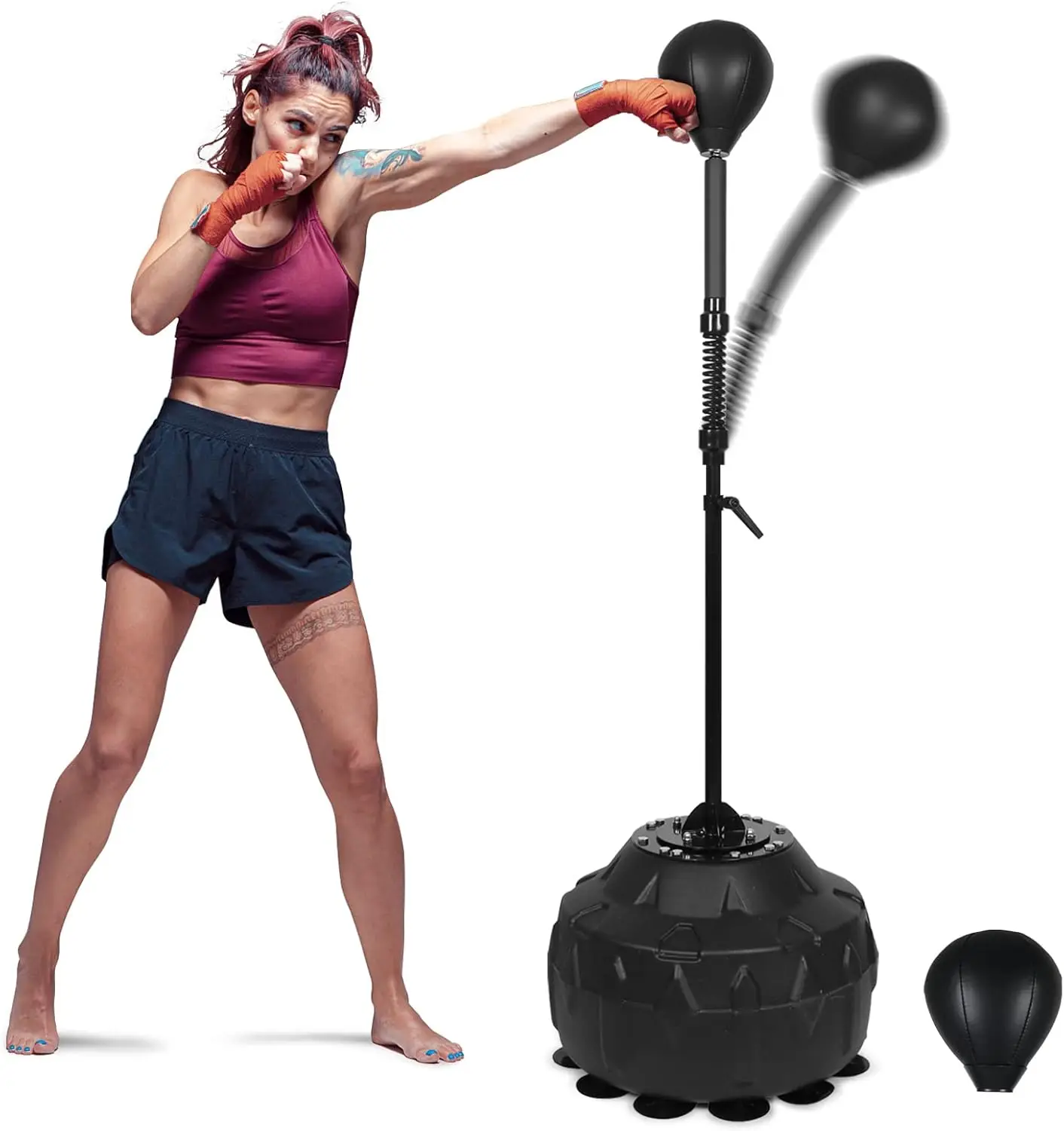 

Boxing Punching Bag (New Version), Freestanding Punching Bag Stand with Rapid-Rebound Spring, Ideal for Boxing, MMA, and More, Adjustable Height, 57"–72.8"