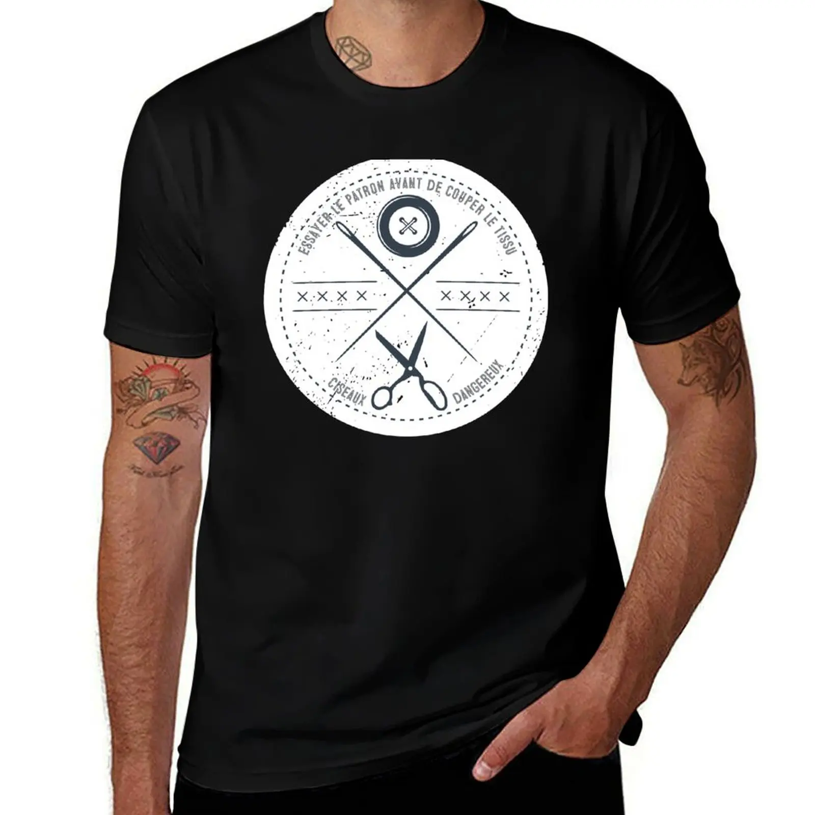 

Funny sewing seamstress French danger scissors T-Shirt cotton t shirt man t shirts for man cotton T-shirt